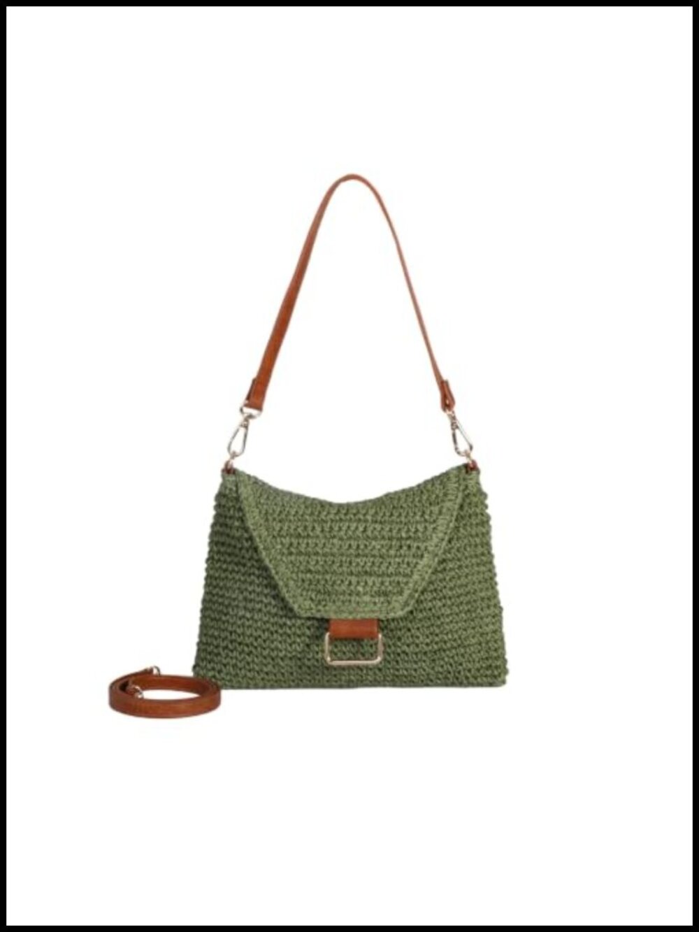 Handwoven Straw Crossbody Bag Adjustable Strap Shoulder Purse
